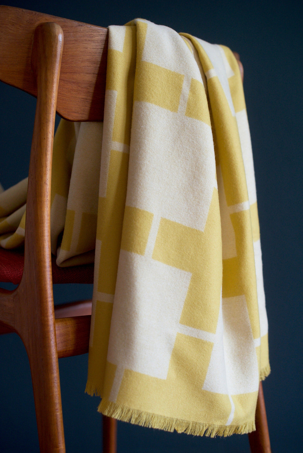 Wolldecke und exquisites Plaid Mende Merino in – beige Design Extra doubleface gelb gewebt aus Catharina Fine