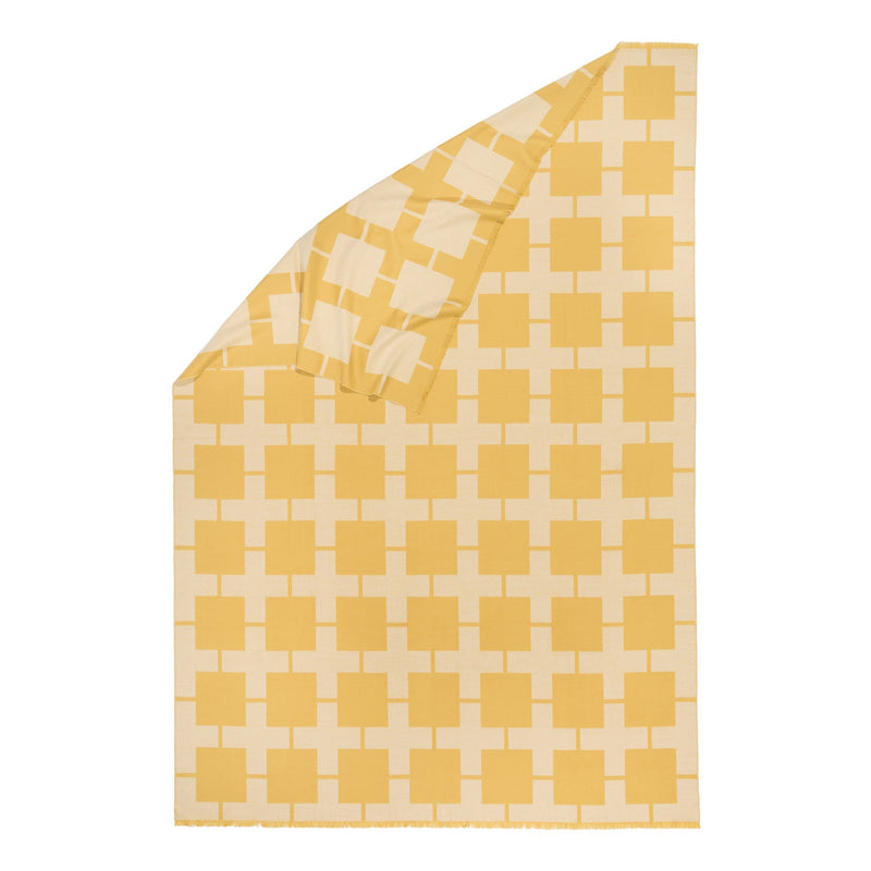 Wolldecke und Merino gelb Catharina Plaid beige Extra Fine exquisites gewebt aus in Design – Mende doubleface